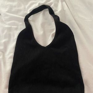 Cropped Black Halter Top